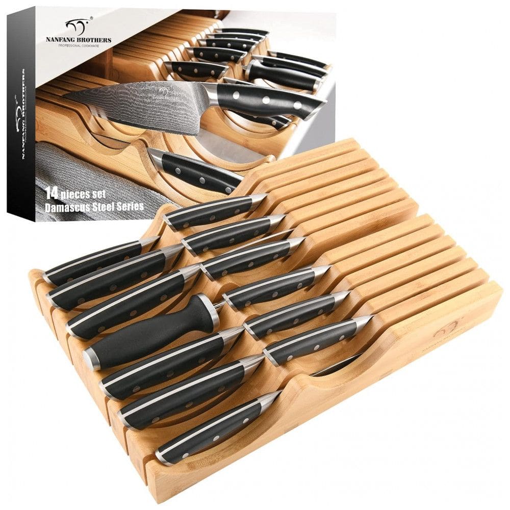 Conjunto de Facas NANFANG BROTHERS em Aço Inoxidável com Bloco de Bancada, 14 Peças, Preto