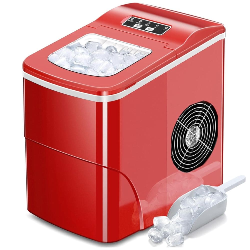 Máquina de Gelo, Portátil, Produz 12kg, Dia 9 Cubos, 6 8 min, 110v, AGLUCKY, Vermelho