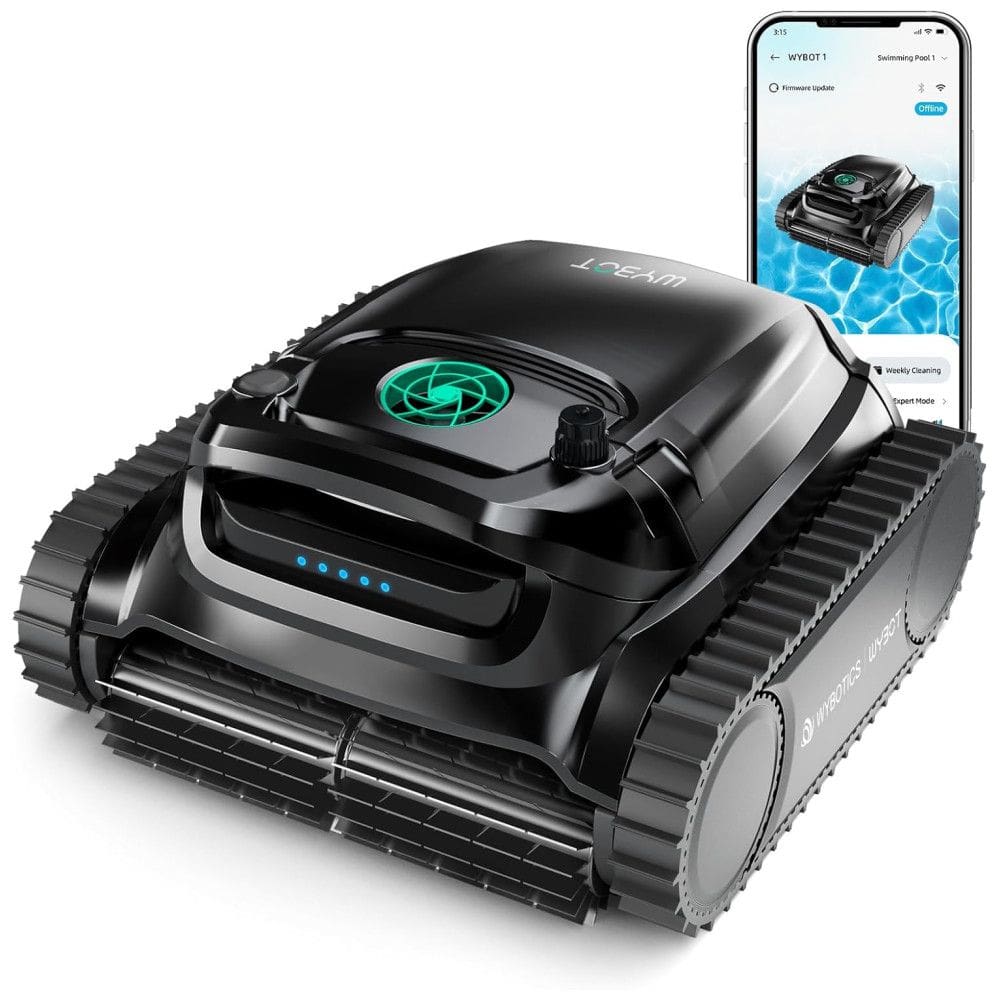 Aspirador de Piscina Robótico WYBOT M1, 7 Modos 6 Rotas, Filtragem Dupla, Controle por App, Motor sem Escovas de 120W, Bateria de 10.