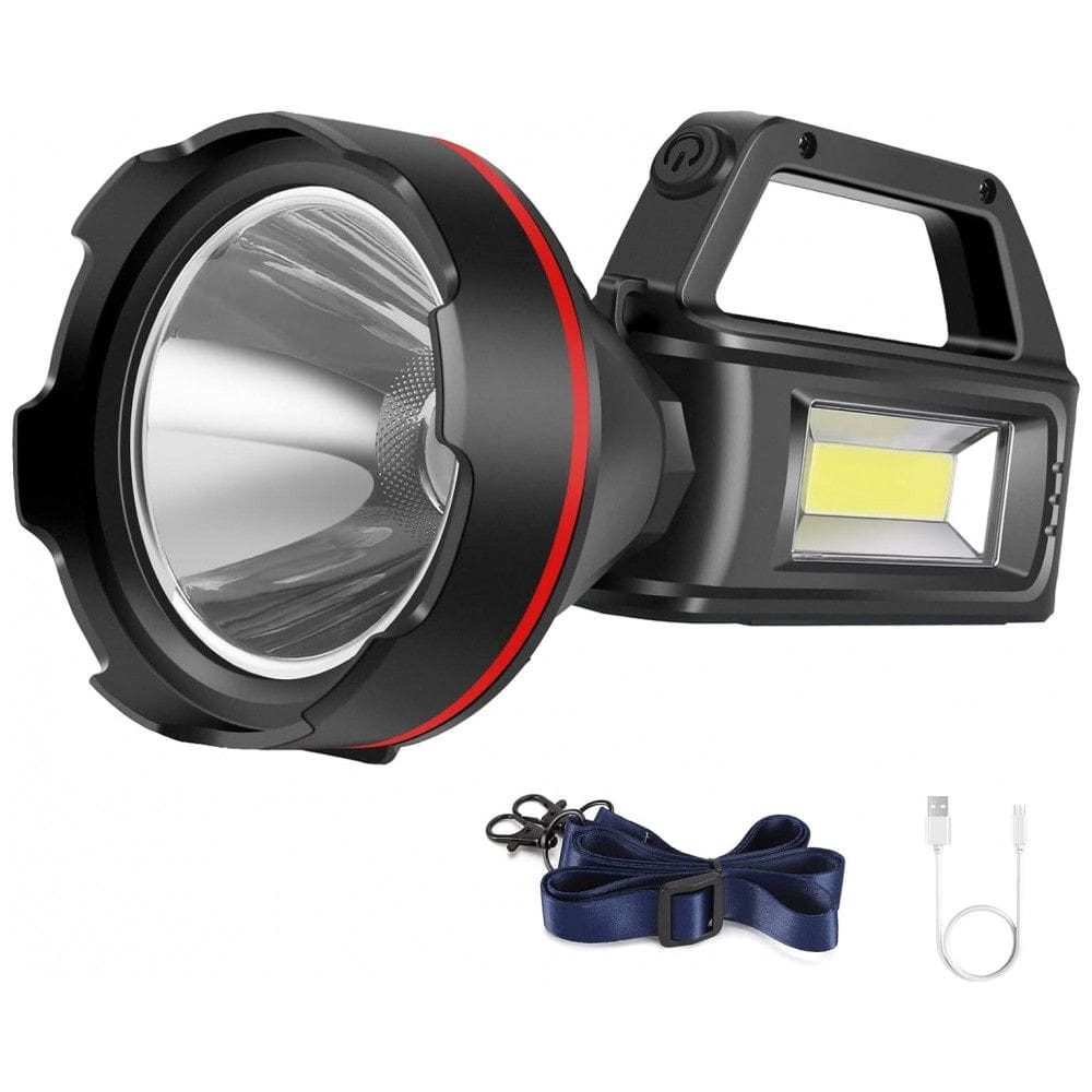 Lanterna LED Recarregável, 16 Horas de Ação e Carregamento USB, SUNPRO, Preta