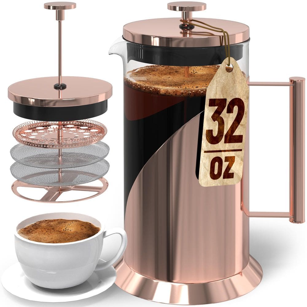 Cafeteira French Press Cafe Du Chateau em aço inoxidável 1L