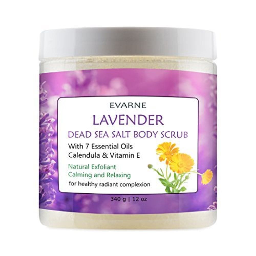 Esfoliante corporal Evarne Lavender Dead Sea Salt com 7 óleos essenciais