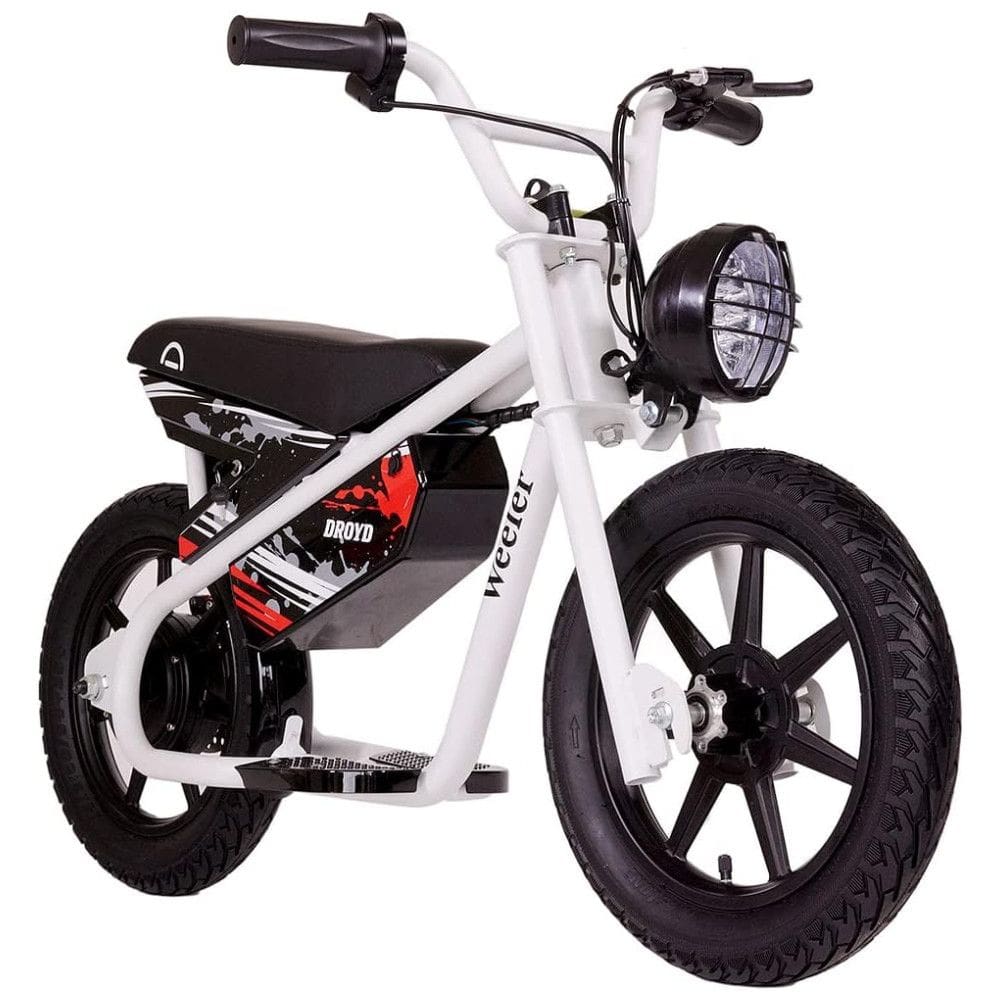 Bicicleta Elétrica Sem Pedal para Crianças de 6 a 11 Anos até 16km, 24V, Droyd, Branca