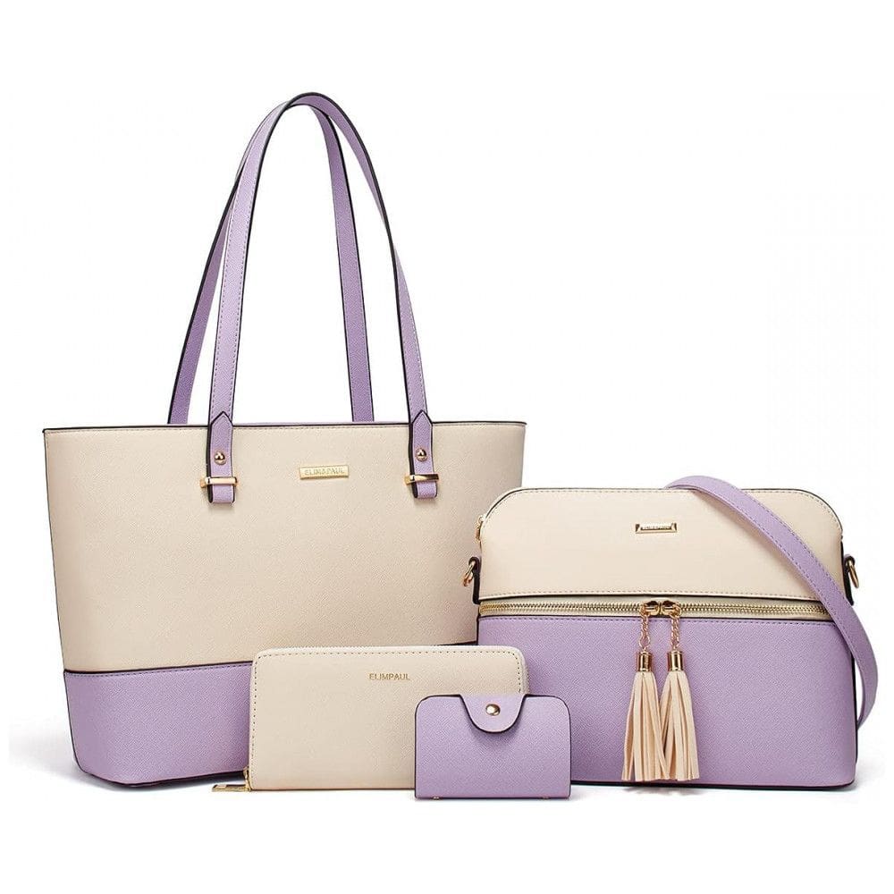 Conjunto de Bolsas Femininas em Couro Sintético 4 Peças com Carteira, Lovematch, Lilás