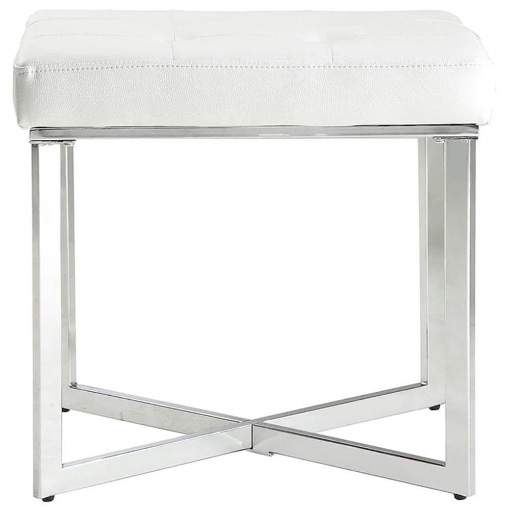Banco de toucador Carolina Classic Summer branco/cromado