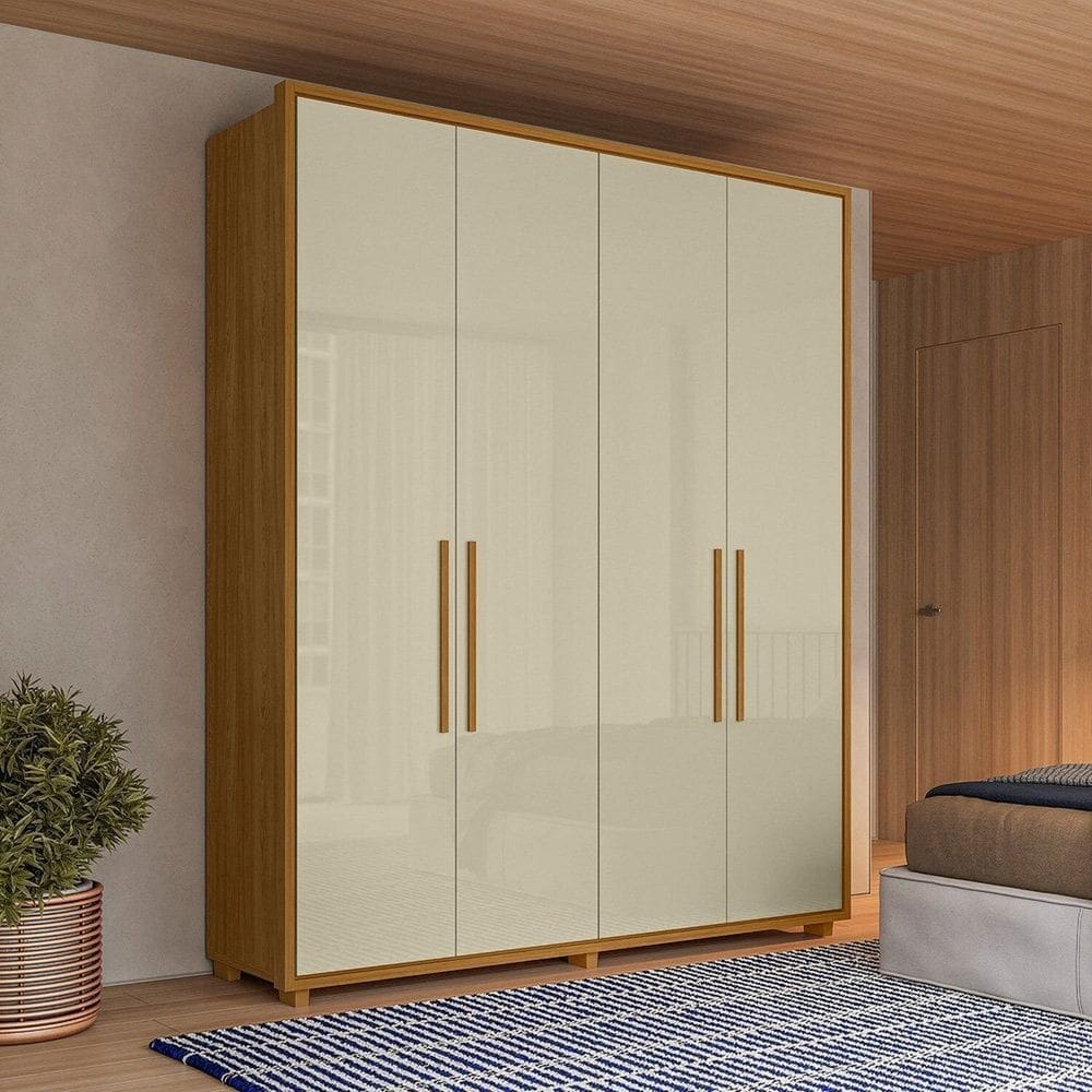 Guarda-Roupa Casal 4 Portas 3 Gavetas 100% MDF com Pés Greco