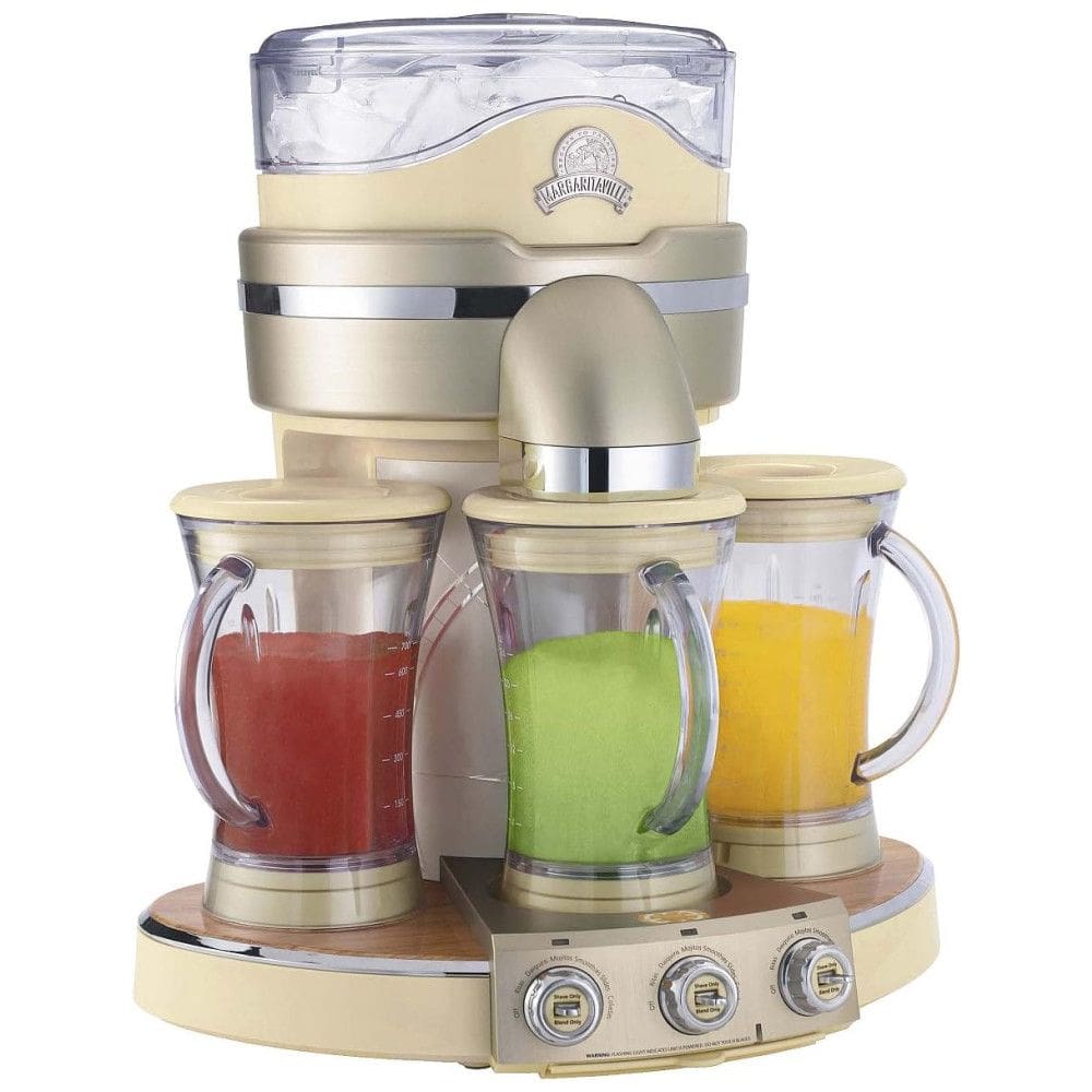 Máquina Para Drinques, 2,1 Litros, 3 Potes 709ml para Misturas, 110v, MARGARITAVILLE DM3000, Bege