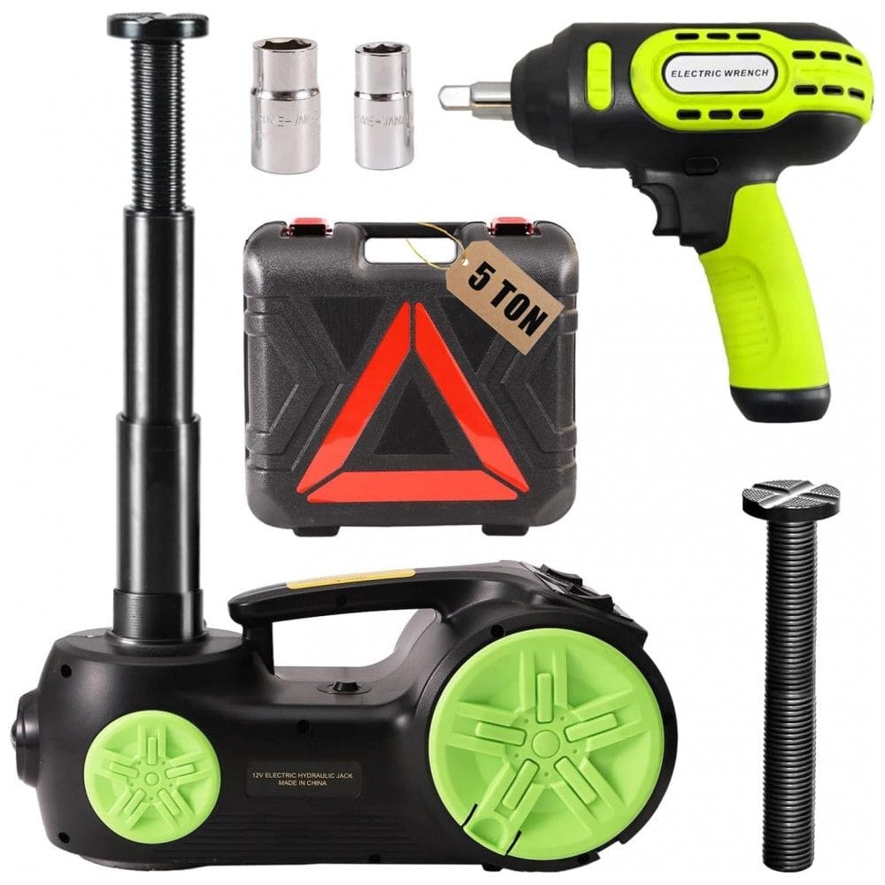Macaco Elétrico Hidráulico ROGTZ Atualizado 5 Ton 12V Kit Portátil Elevação 53,1 cm com Chave de Impacto e Bomba Infladora para Troca de