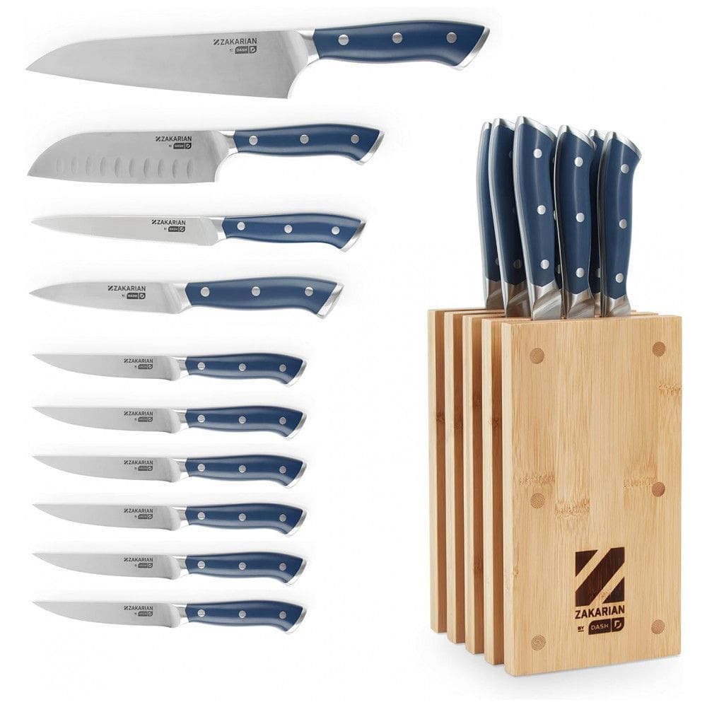 Conjunto de Facas em Aço Inoxidável com Bloco Magnético, 11 Peças, DASH, Azul