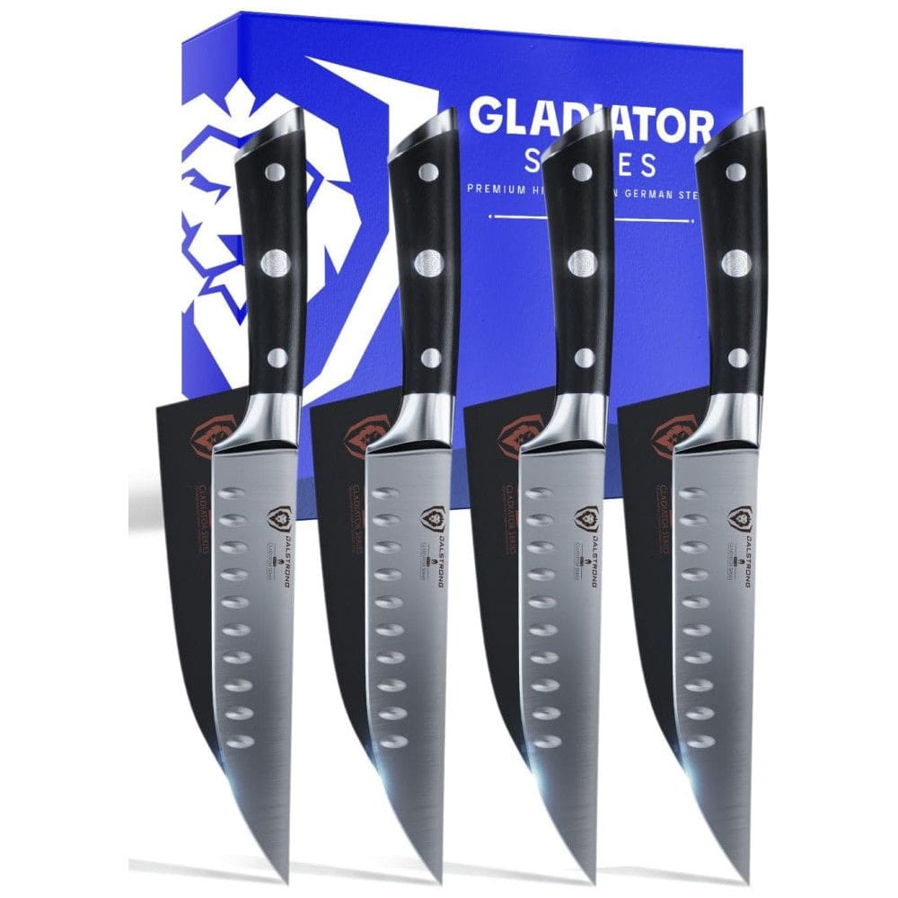 Conjunto de Facas para Churrasco DALSTRONG Série Gladiador, Aço Inoxidável, 4 peças, Marrom Escuro