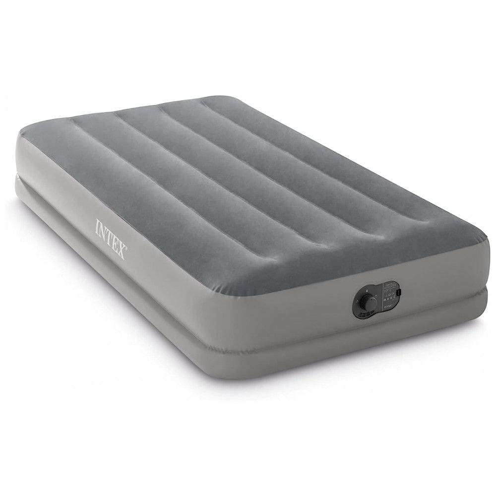 Colchão Inflável Solteiro com Bomba Embutida, Para até 136KG, Intex, Cinza
