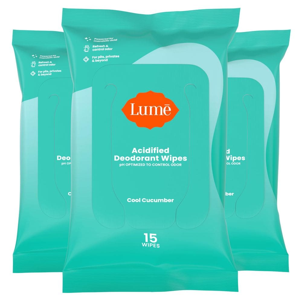 Toalhetes desodorantes Lume Acidificados 24 horas para controle de odor 15 ct x3