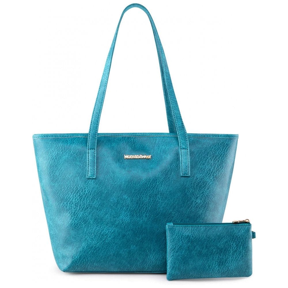 Bolsa de Ombro Feminina em Couro Sintético com Carteira, Montana, Azul Turquesa