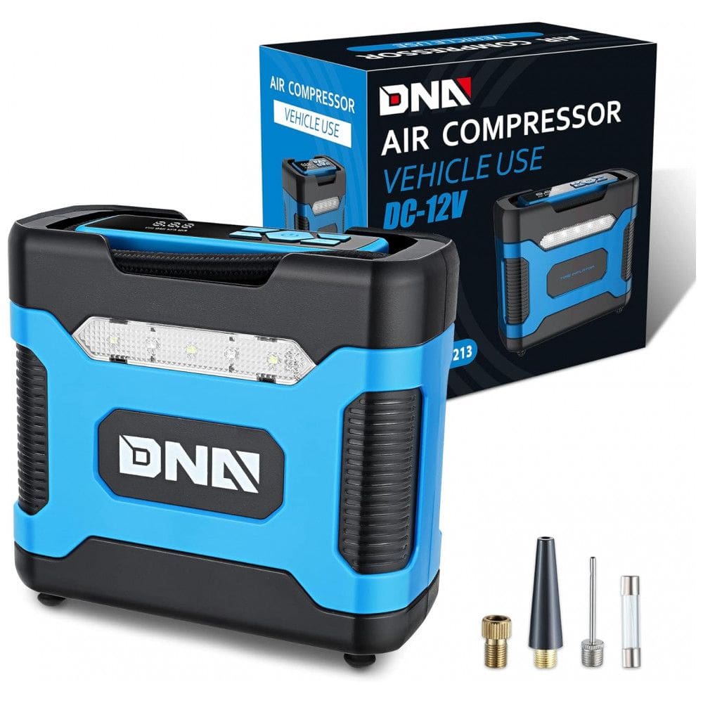 Compressor de Ar com Fio Portátil 150 PSI com Manômetro, 12V, DNA MOTORING TOOLS00213, Azul