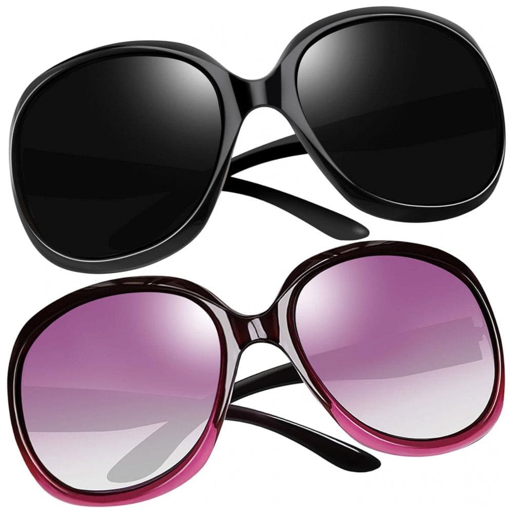 Óculos de Sol Feminino Polarizados com Proteção UV, Joopin D09, 2 Unidades, Preto e Roxo Gradiente