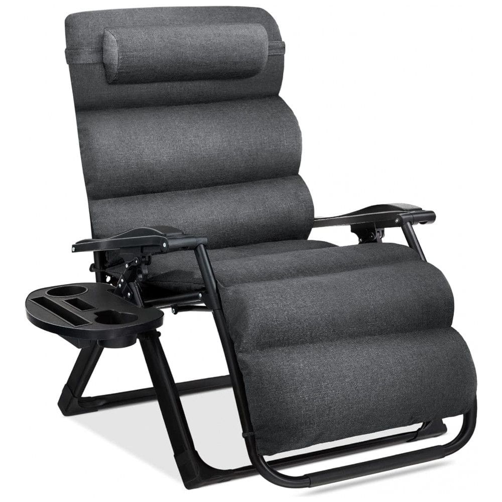 Cadeira Reclinável Ajustável Gravidade Zero com Mesa Lateral e Almofada Removível, Best Choice Products, Cinza