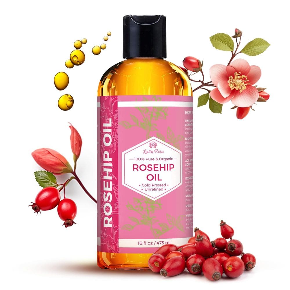 Óleo de semente de rosa mosqueta Leven Rose 473ml para hidratante facial e corporal