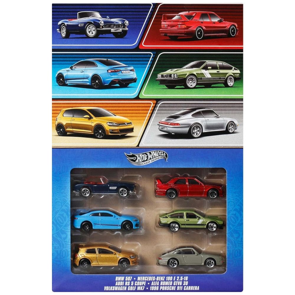 Conjunto de 6 Carros de Brinquedo Hot Wheels DieCast em Escala 1:64, Modelos de Veículos Europeus com Estilos Decorativos Exclusivos