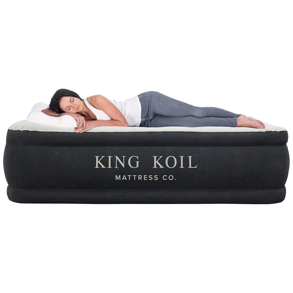 Cama Colchão Inflável de Ar Queen com Bomba Embutida Altura 50, KING KOIL 29170, Preto