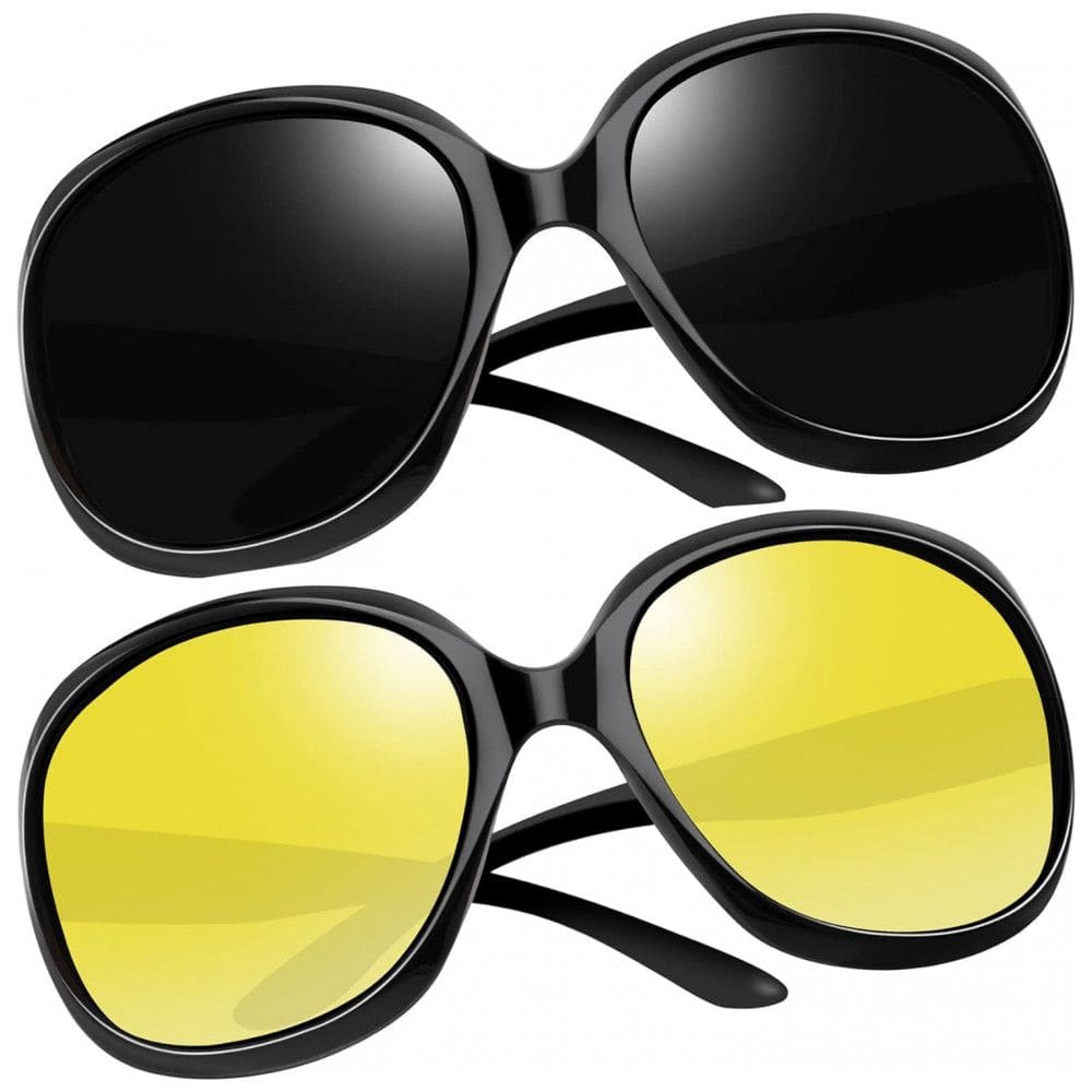 Óculos de Sol Feminino Polarizados com Proteção UV, Joopin D05, 2 Unidades, Preto e Preto Amarelo