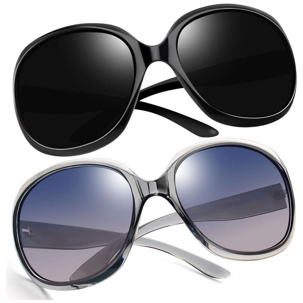 Óculos de Sol Feminino Polarizados com Proteção UV, Joopin D10, 2 Unidades, Preto e Cinza Claro