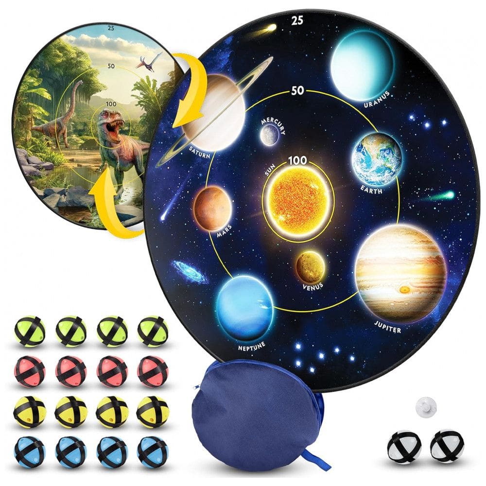 Jogo de Dardos National Geographic Kids Glow in The Dark para Crianças com Alvo Reversível de 71cm, Dardos Brilhantes e Bolas Adesivas