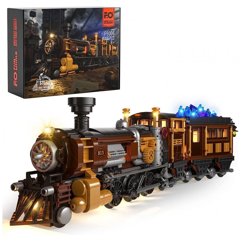 Kit de Construção Trem de Minério Steampunk 1056 Peças, para Crianças a Partir de 8 Anos, FUNWHOLE, Marrom