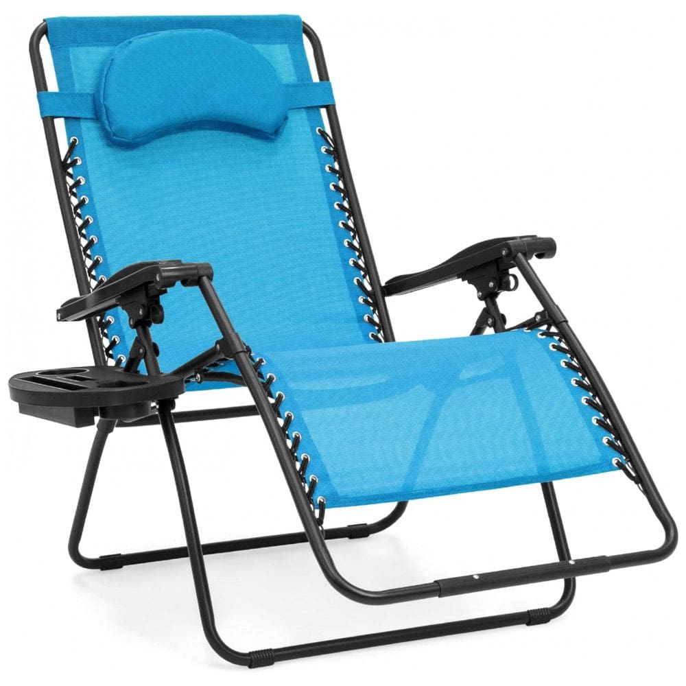 Cadeira Reclinável Ajustável Gravidade Zero com Mesa Lateral e Travesseiro Removível, Best Choice, Azul