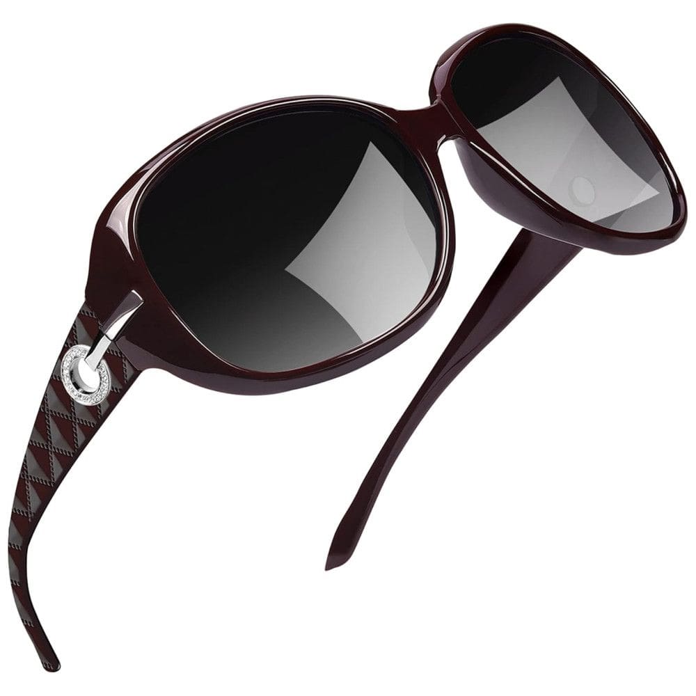 Óculos de Sol Feminino com Proteção UV, Joopin A04, Vermelho Escuro e Preto