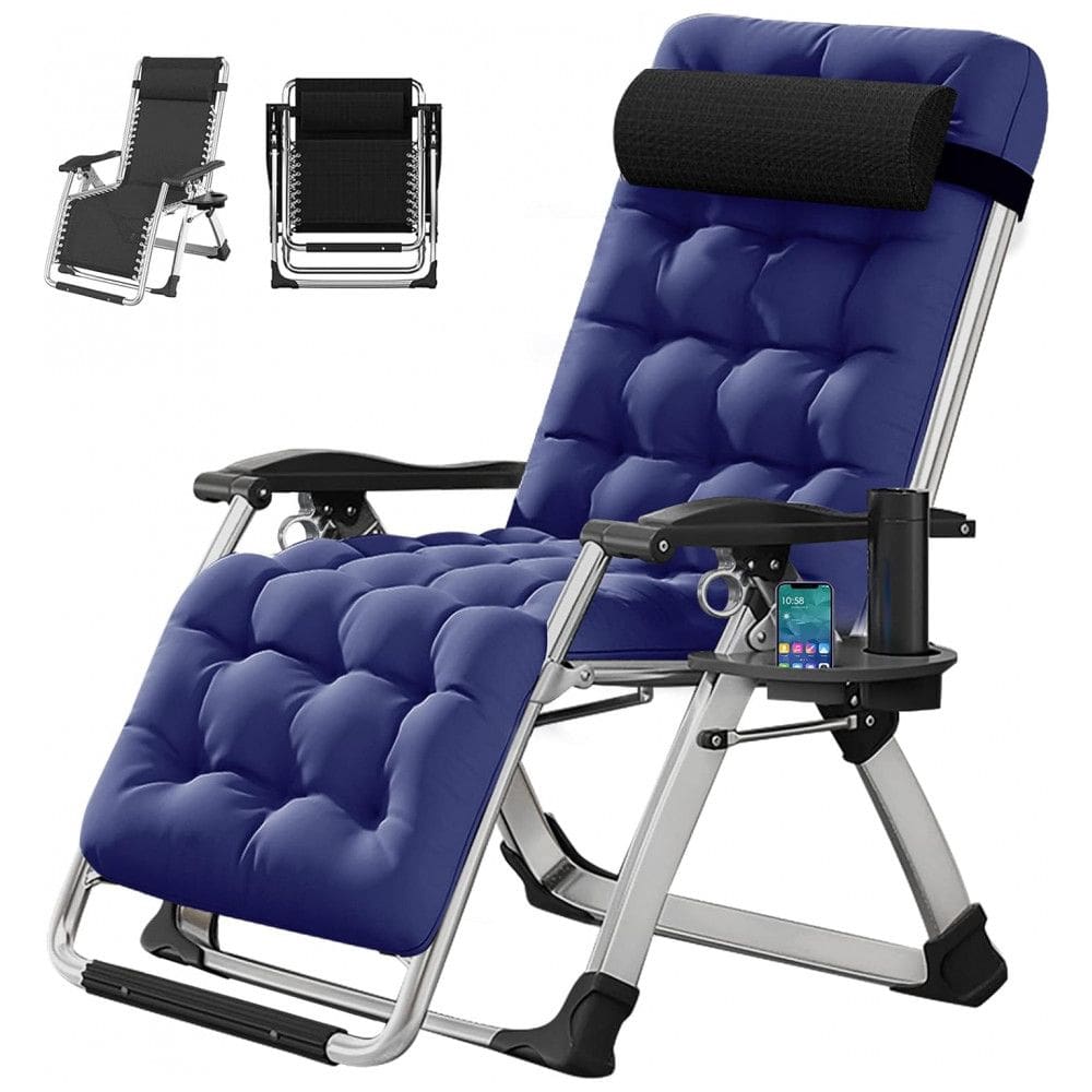 Cadeira Reclinável Ajustável Gravidade Zero com Mesa Lateral e Almofada Removível, DoCred, Azul