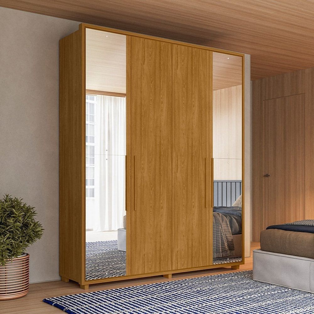 Guarda-roupas 2 Portas com Espelho 100% Mdf Greco Domitorios Cumaru