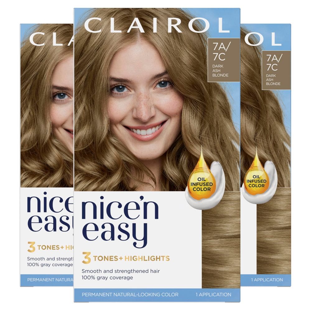 Tintura de cabelo Clairol Nice`n Easy 7C Dark Cool Blonde, pacote com 3