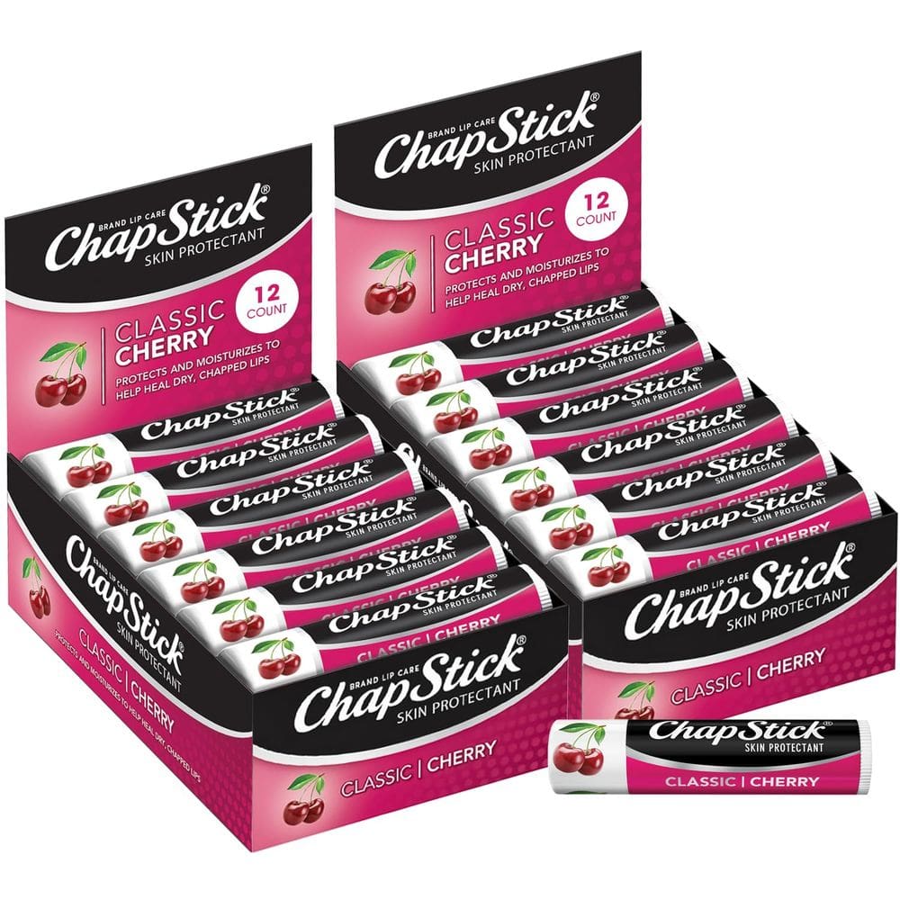 Bálsamo labial ChapStick Bulk Cherry, hidratante frutado de 24 unidades