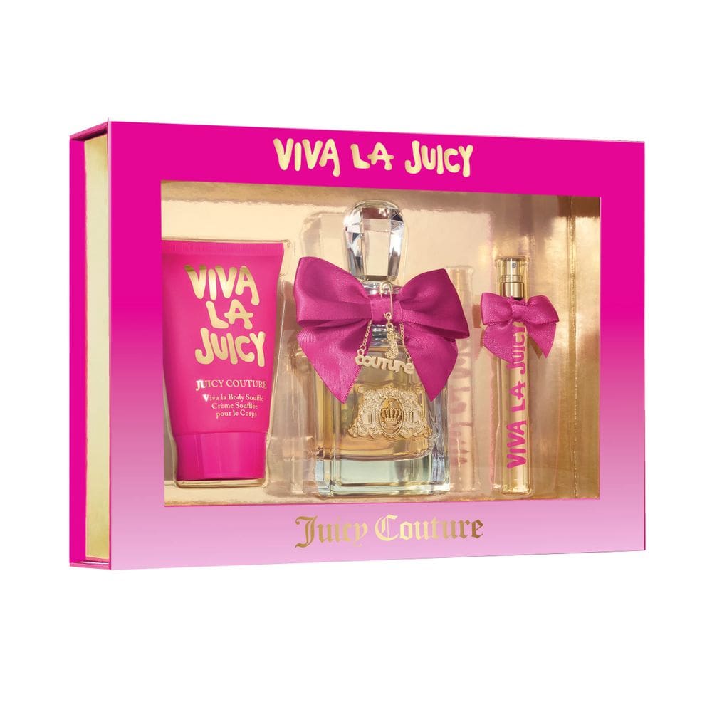 Conjunto de presente Juicy Couture, perfume listrado de 3 peças para mulheres