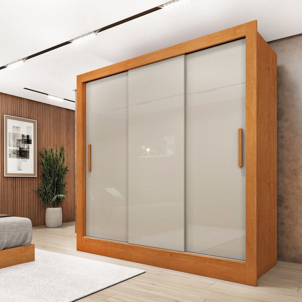 Guarda Roupa Casal 3 Portas Taiffa 190cm Espresso Móveis Cinamomo /Off White