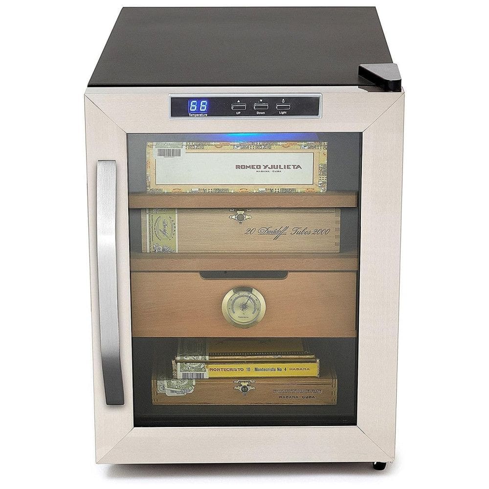 Umidor Elétrico para Charutos 250 Unidades com Prateleiras e Higrômetro, 110 Volts, Whynter CHC120Sa, Marrom e Preto