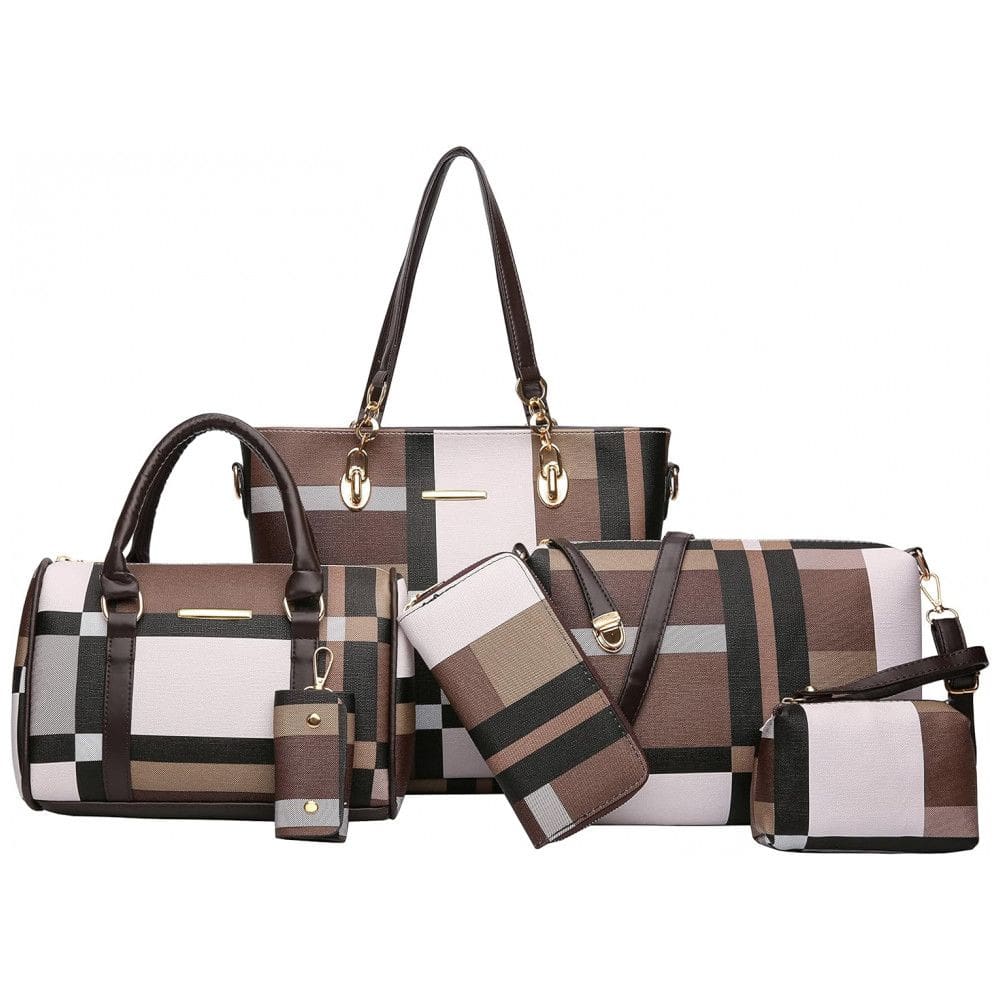 Conjunto de Bolsas Femininas 6 Peças com Carteira, 2E youth, Marrom