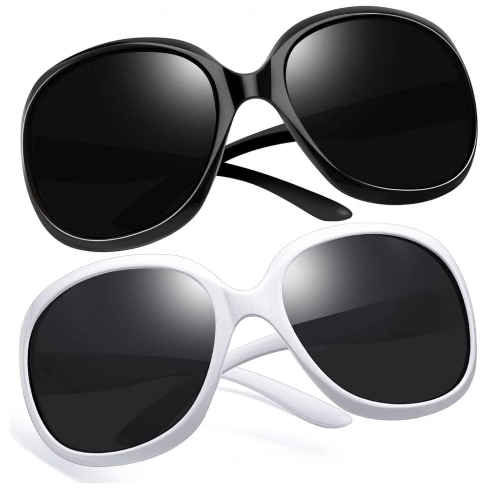 Óculos de Sol Feminino Polarizados com Proteção UV, Joopin D03, 2 Unidades, Preto e Branco Preto