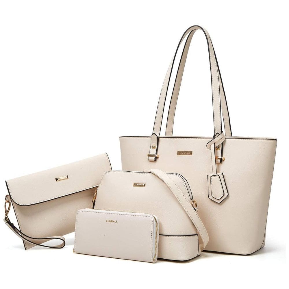Conjunto de Bolsas Femininas em Couro Sintético 4 Peças com Carteira, Lovematch, Bege