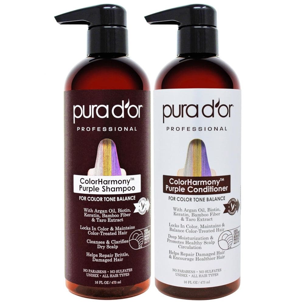 Shampoo e Condicionador Óleo de Argan Loiros Prateados Coloridos Homens Mulheres 473ml, PURA DOR B07X13KBRY, Marrom Escuro