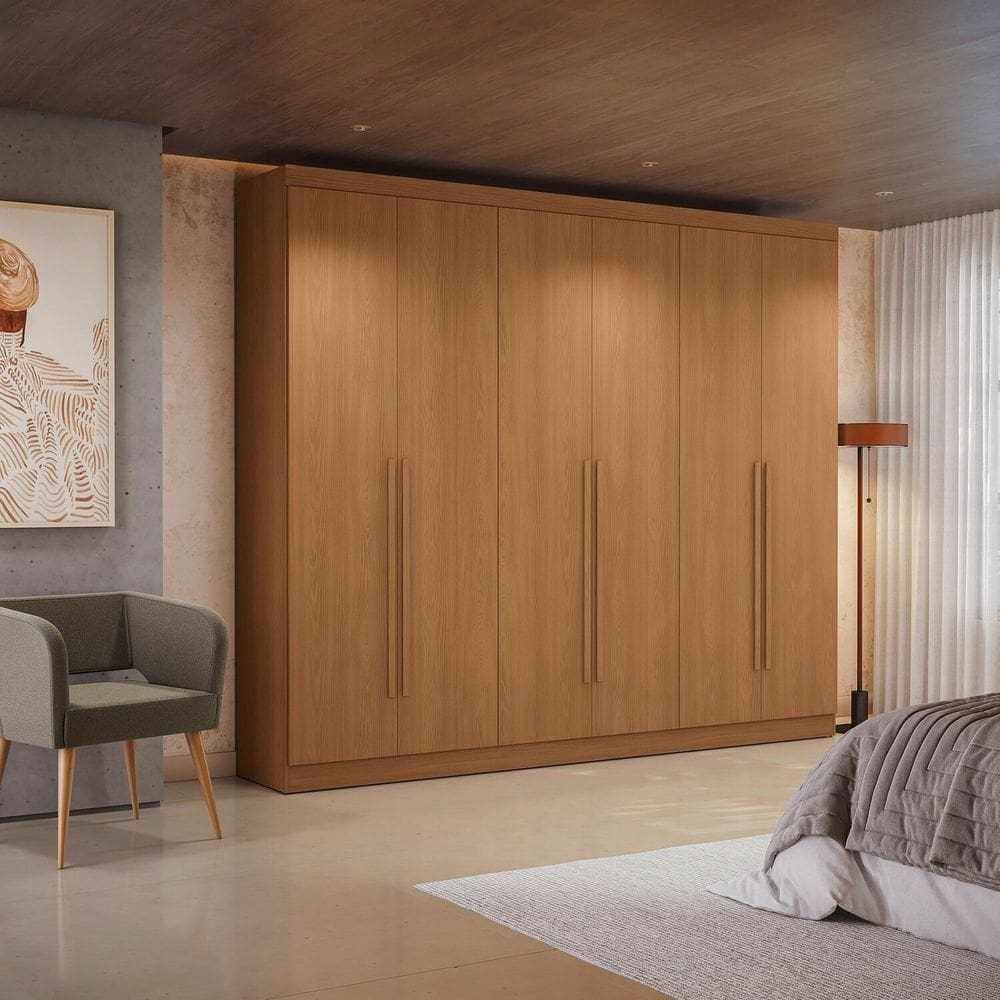 Guarda-roupa 6 Portas e 3 Gavetas Dormitorio Bigger Lo Canela