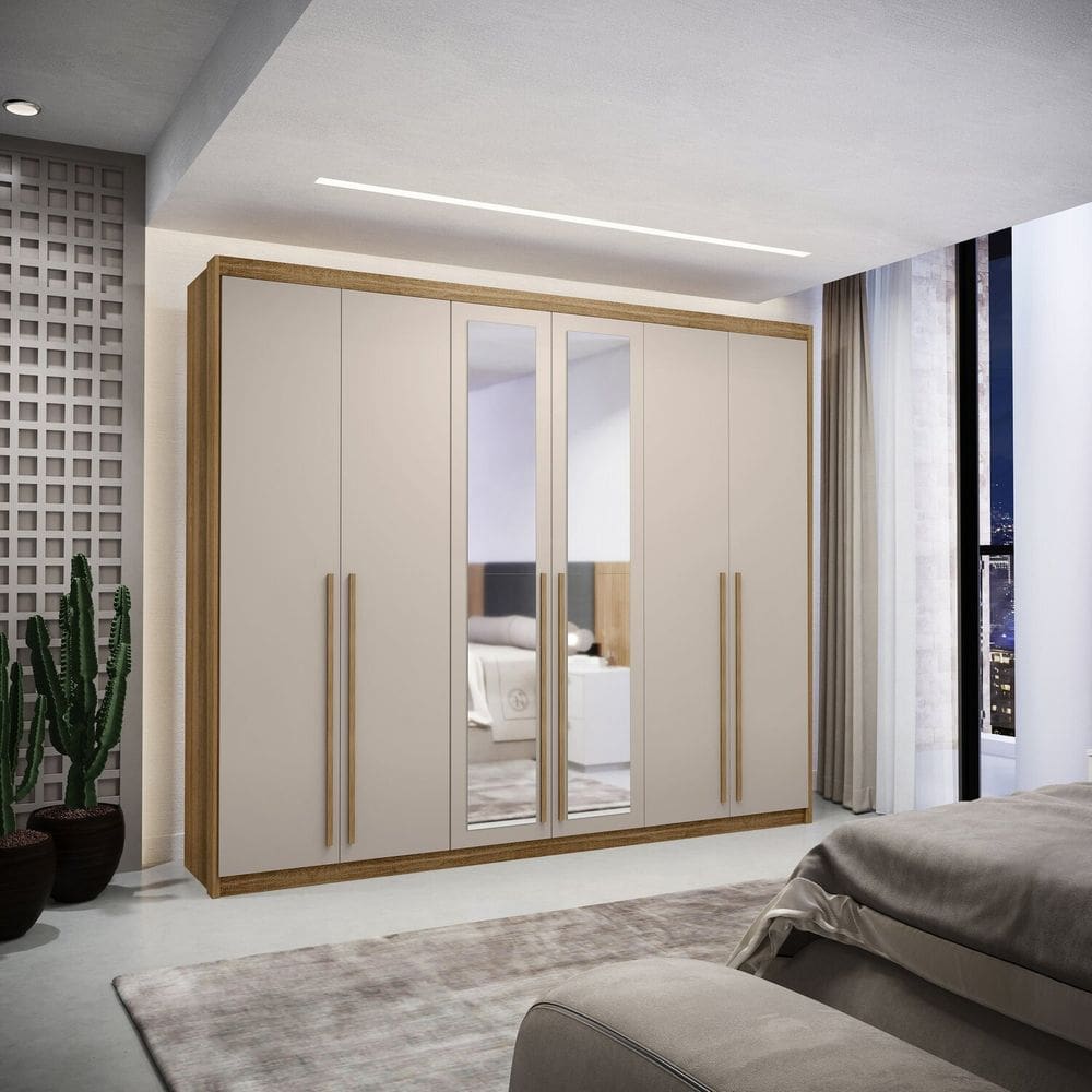 Guarda-roupa Casal 6 Portas Dubai Majestic Marrom/Cinza