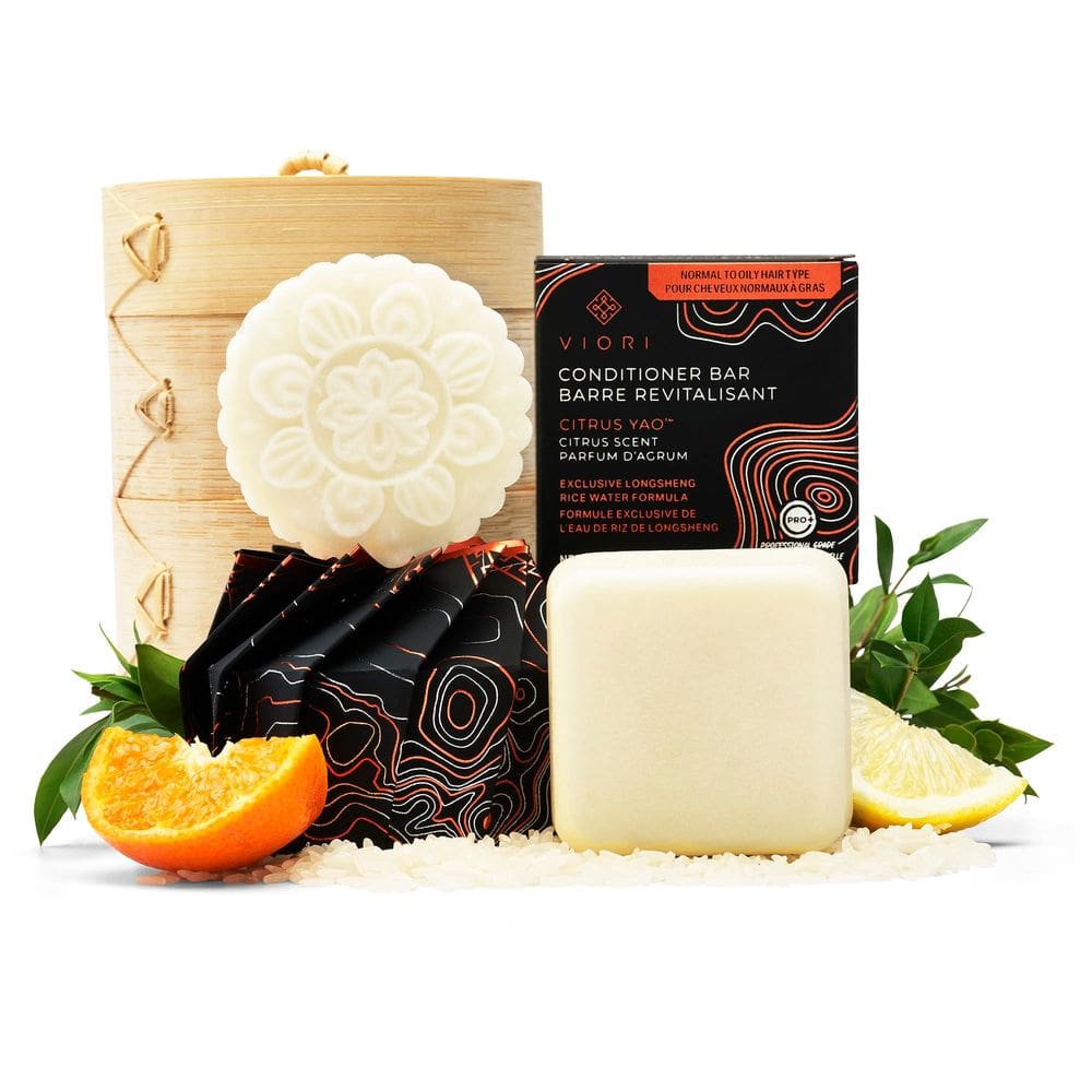 Conjunto de barras de shampoo e condicionador Viori Citrus Yao Rice Water