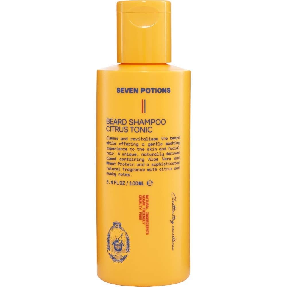 Shampoo para barba SEVEN POTIONS, limpeza suave, cítrico, 100mL