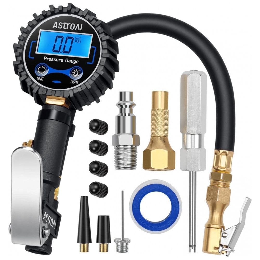 Medidor de Pressão Digital AstroAI com Inflador até 3250 PSI, Precisão de 0,1, Mangueira de Borracha e Engate Rápido