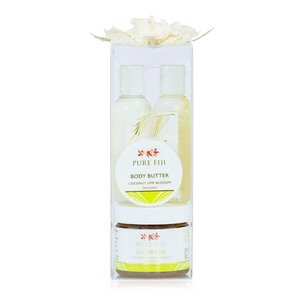 Caixa de presente corporal PURE FIJI Coconut Lime Blossom para mulheres/homens