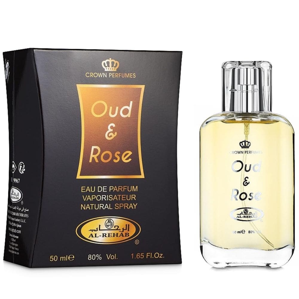 Perfume Al-Rehab Oud & Rose EDP 50mL para homens e mulheres