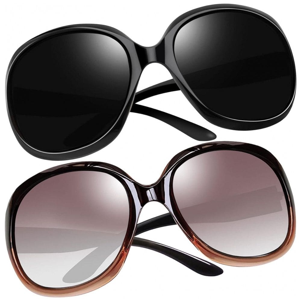 Óculos de Sol Feminino Polarizados com Proteção UV, Joopin D08, 2 Unidades, Preto e Marrom Gradiente