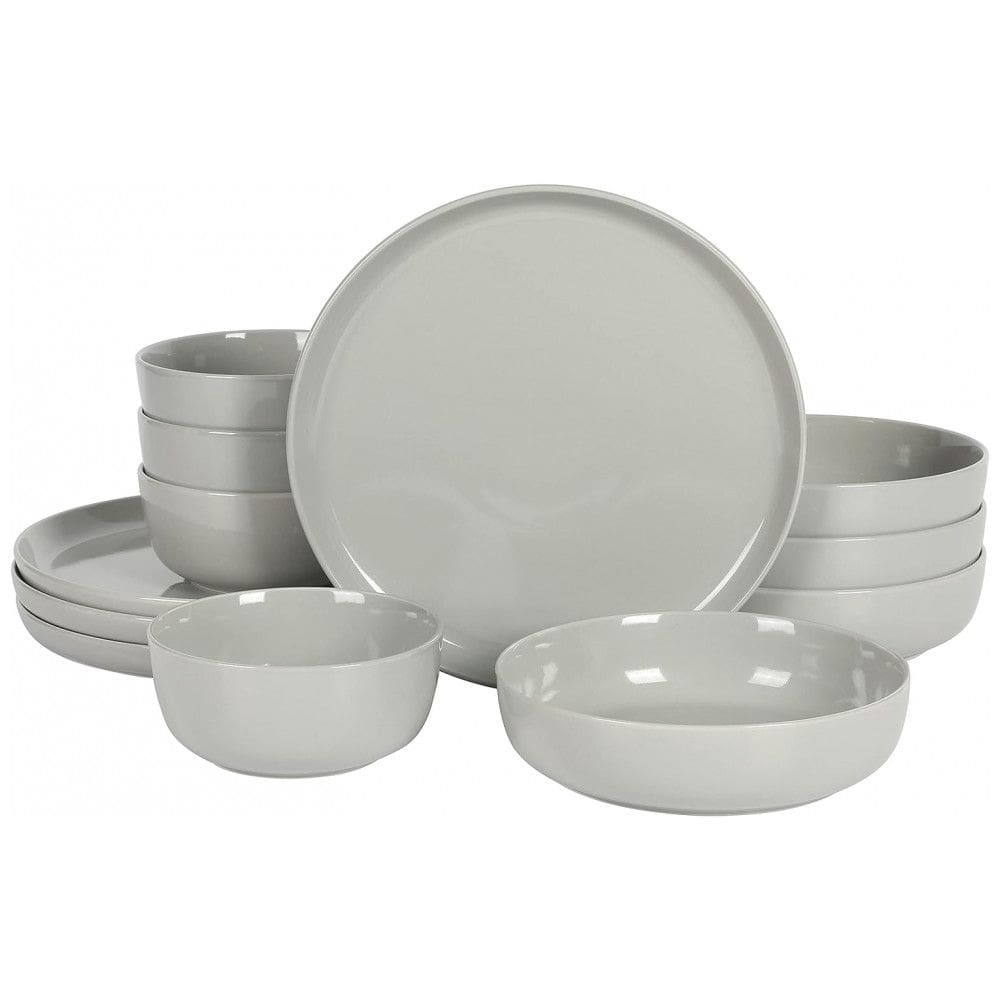Aparelho de Jantar com 12 Peças de Porcelana Ideal para 4 Pessoas, Gibson Home Oslo, Cinza