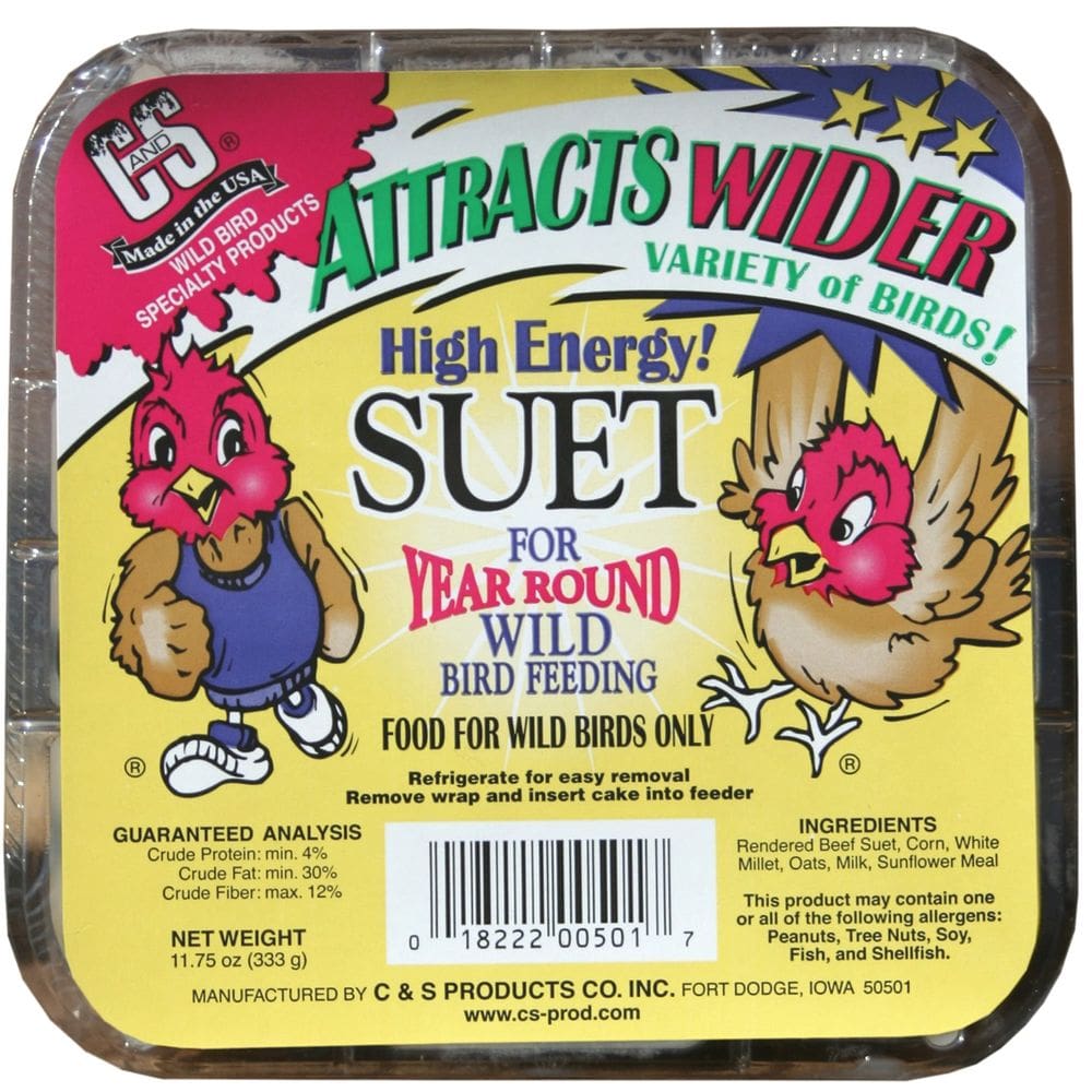 Pack de 12 suculentas tortas de sebo C&S de alta energía de 333 g para aves silvestres